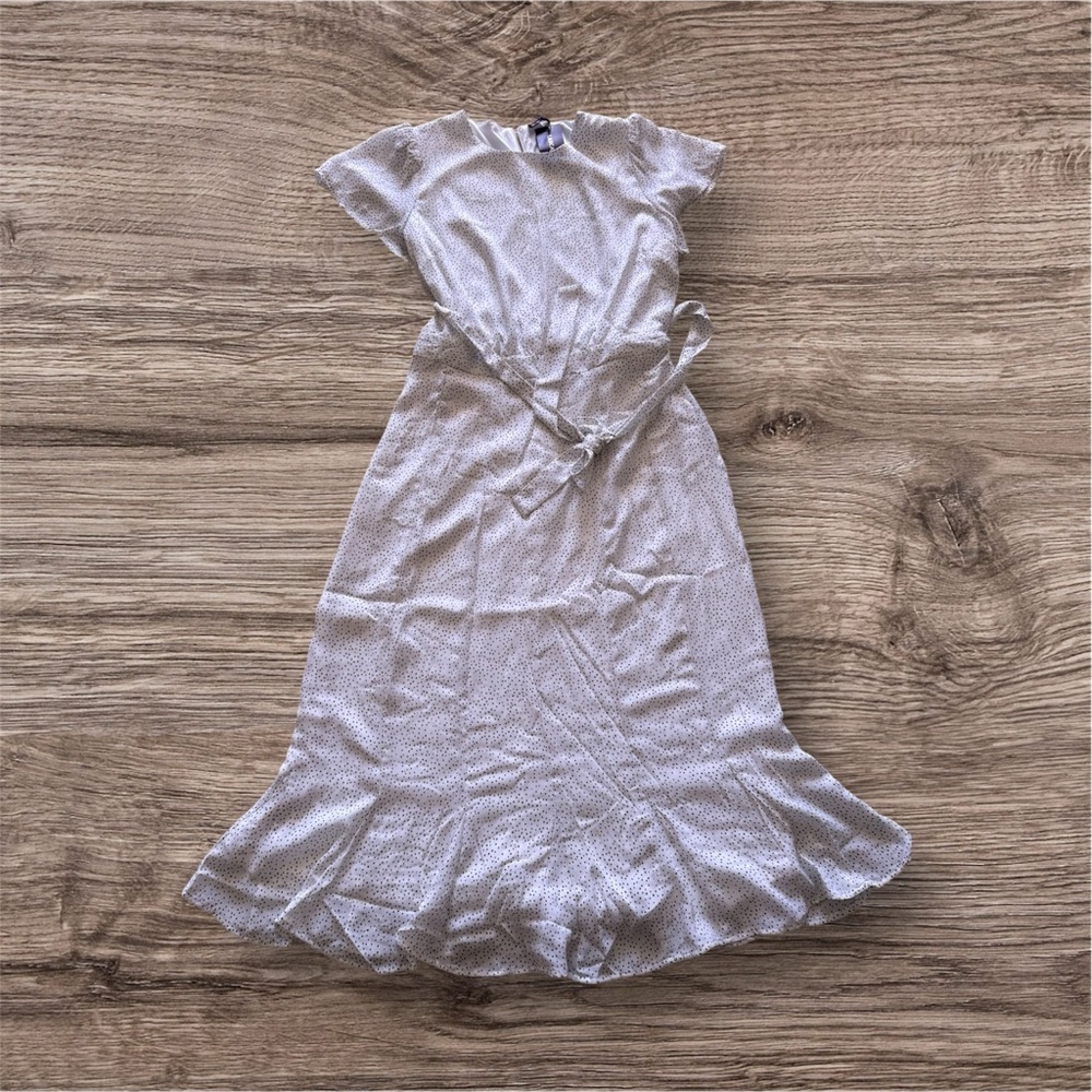 Silver Midi Sundress with Flutter Sleeves and Crew Neck - Picture 2 of 15